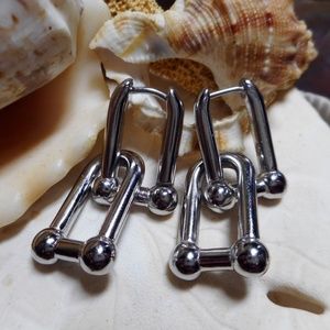 Solid Sterling Silver Hoop Barbell Earrings 16.46g